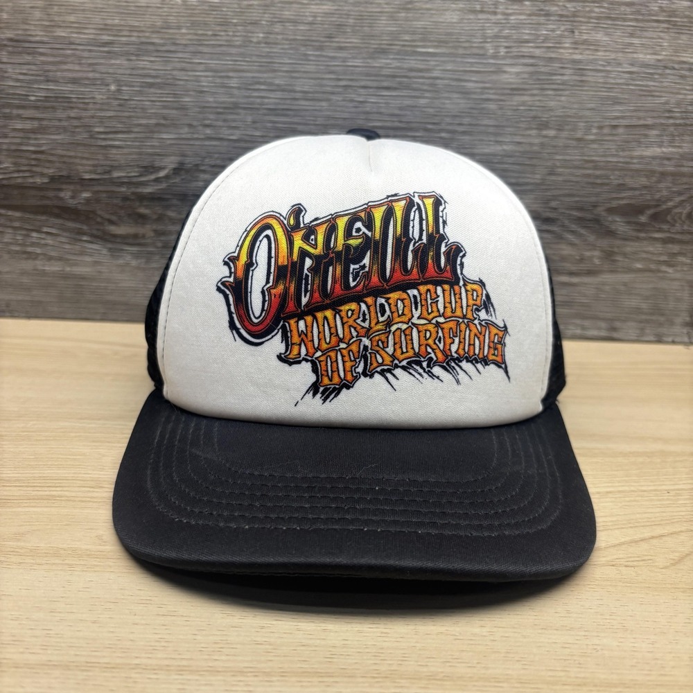 O'Neill Hat Cap Snap Back Mens One Size Black Mesh Trucker World Cup Of Surfing